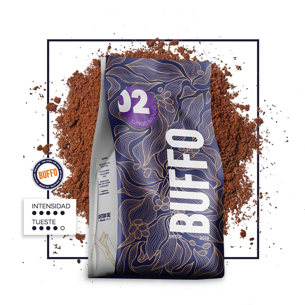 02 - Buffo Lungo intenso 1kg Molido - Cafeteros Chile