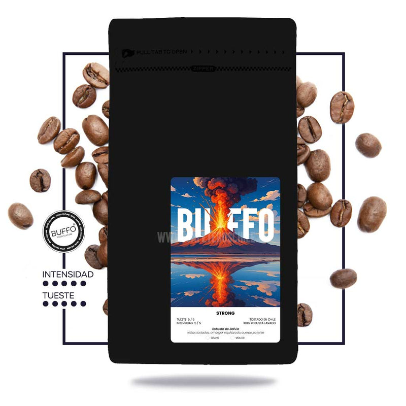 Café en grano Buffo Strong Robusta 1kg - Cafeteros Chile